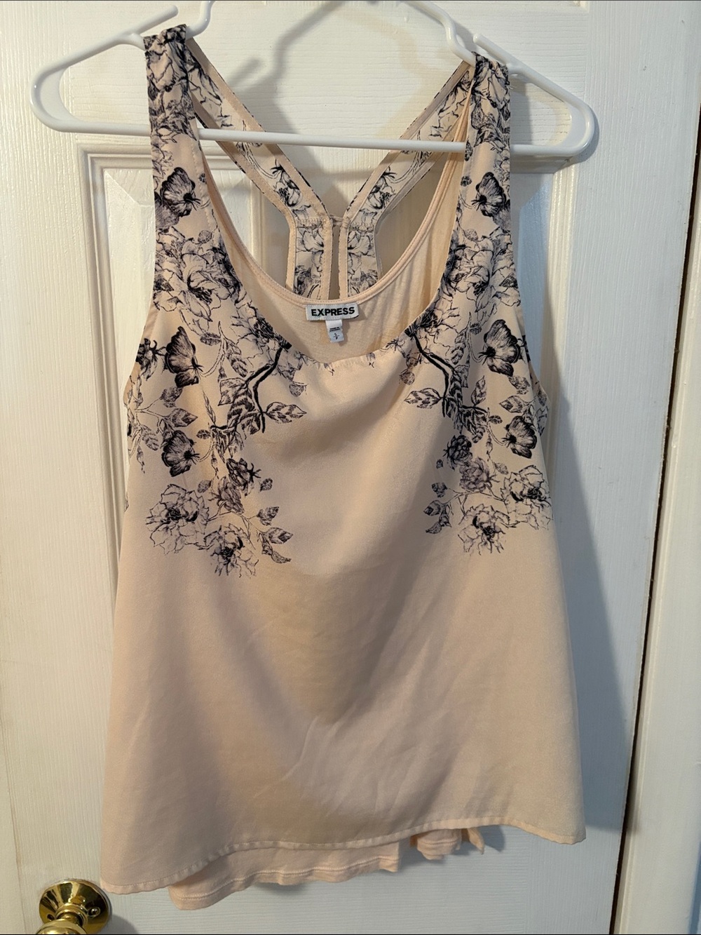 Express Pale Pink Floral Racerback Tank